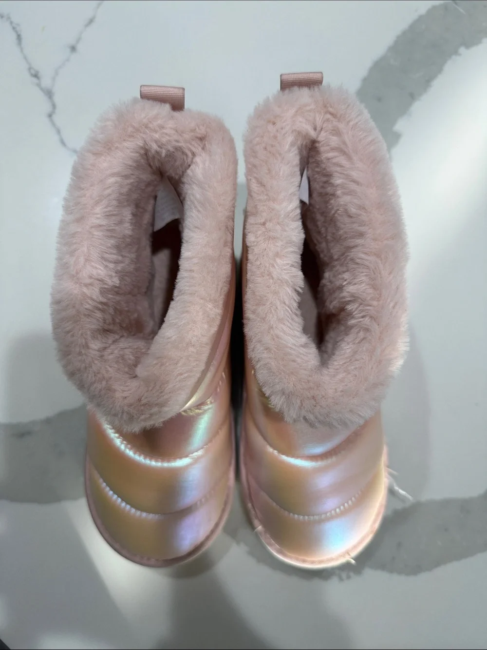 H&M Girls' Iridescent Pink Faux-Fur Lined Snow Boots